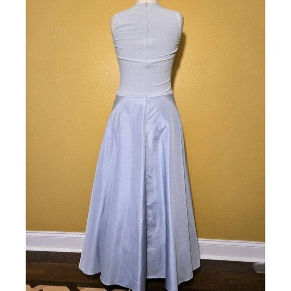 JS COLLECTIONS Size 8 Light Blue Full Length Gown Cardigan Dress Tulle MOTB Max - Picture 5 of 16